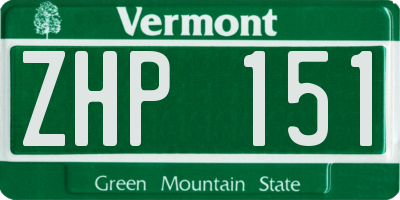 VT license plate ZHP151
