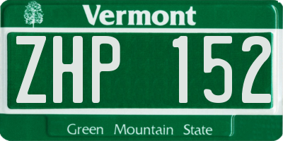 VT license plate ZHP152