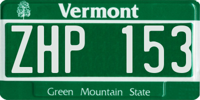 VT license plate ZHP153