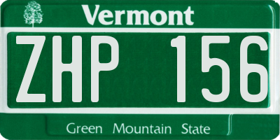 VT license plate ZHP156