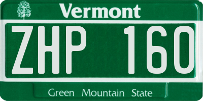 VT license plate ZHP160