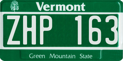 VT license plate ZHP163