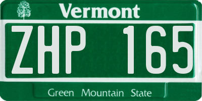 VT license plate ZHP165