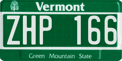 VT license plate ZHP166