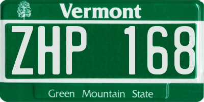 VT license plate ZHP168