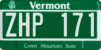 VT license plate ZHP171