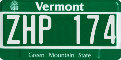 VT license plate ZHP174