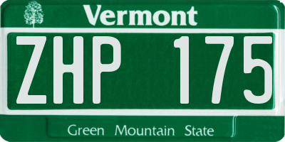 VT license plate ZHP175