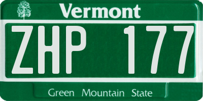 VT license plate ZHP177