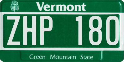 VT license plate ZHP180