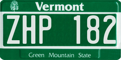 VT license plate ZHP182