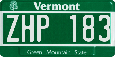 VT license plate ZHP183