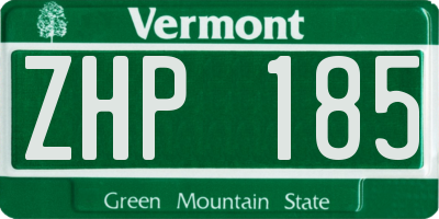 VT license plate ZHP185