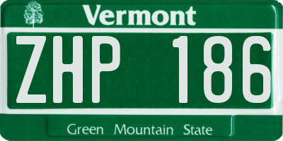 VT license plate ZHP186