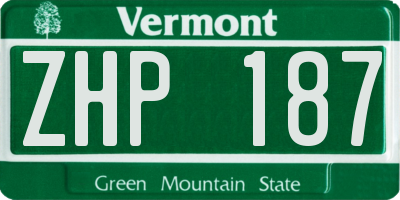 VT license plate ZHP187