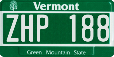 VT license plate ZHP188
