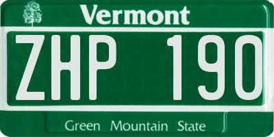 VT license plate ZHP190