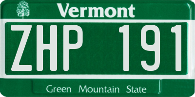 VT license plate ZHP191