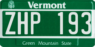 VT license plate ZHP193
