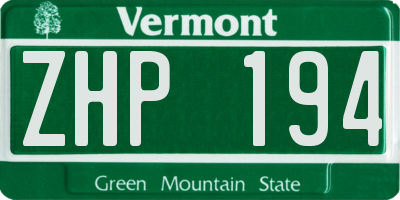 VT license plate ZHP194