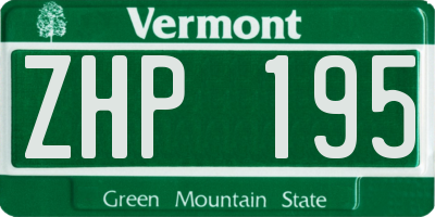 VT license plate ZHP195