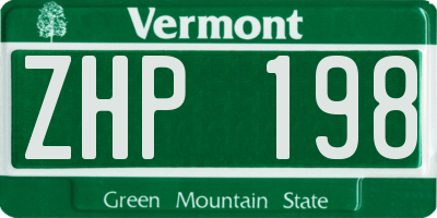 VT license plate ZHP198
