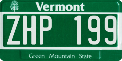 VT license plate ZHP199