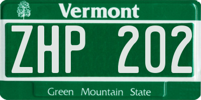VT license plate ZHP202