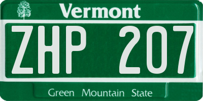 VT license plate ZHP207