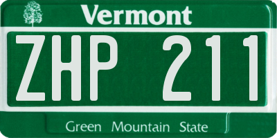 VT license plate ZHP211