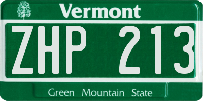 VT license plate ZHP213