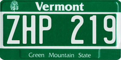 VT license plate ZHP219
