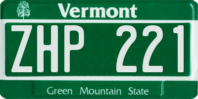 VT license plate ZHP221