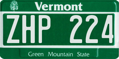 VT license plate ZHP224