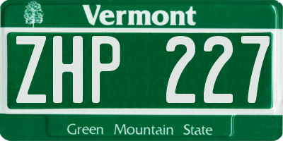 VT license plate ZHP227