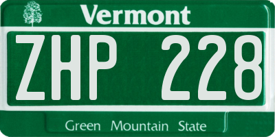 VT license plate ZHP228