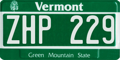 VT license plate ZHP229