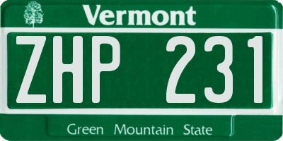 VT license plate ZHP231