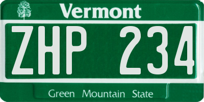 VT license plate ZHP234