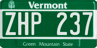 VT license plate ZHP237