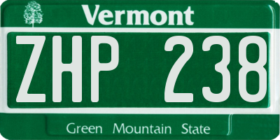 VT license plate ZHP238