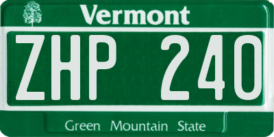 VT license plate ZHP240