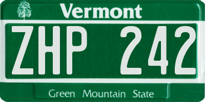 VT license plate ZHP242