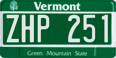 VT license plate ZHP251
