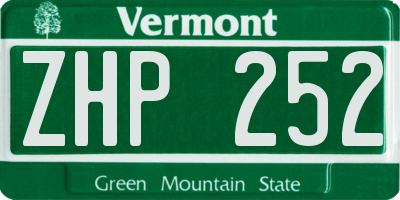 VT license plate ZHP252