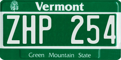 VT license plate ZHP254