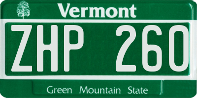 VT license plate ZHP260
