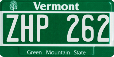 VT license plate ZHP262