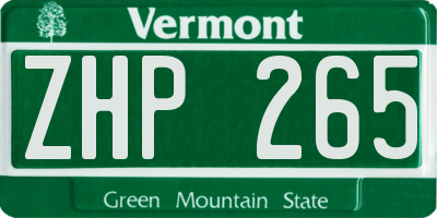 VT license plate ZHP265