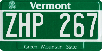 VT license plate ZHP267